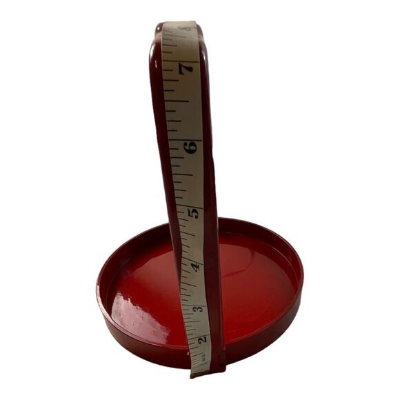 Vintage Retro Bento Box Red Enamel Floral  3 Pieces Lid and Holder - Picture 11 of 14